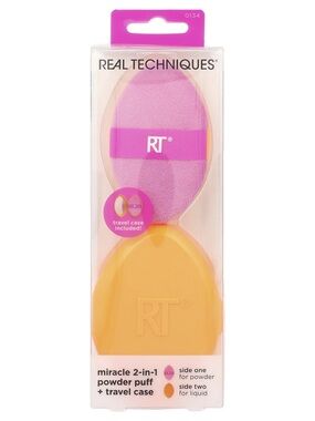 Real Techniques Dual-Texture Powder Puff Set with Travel Case